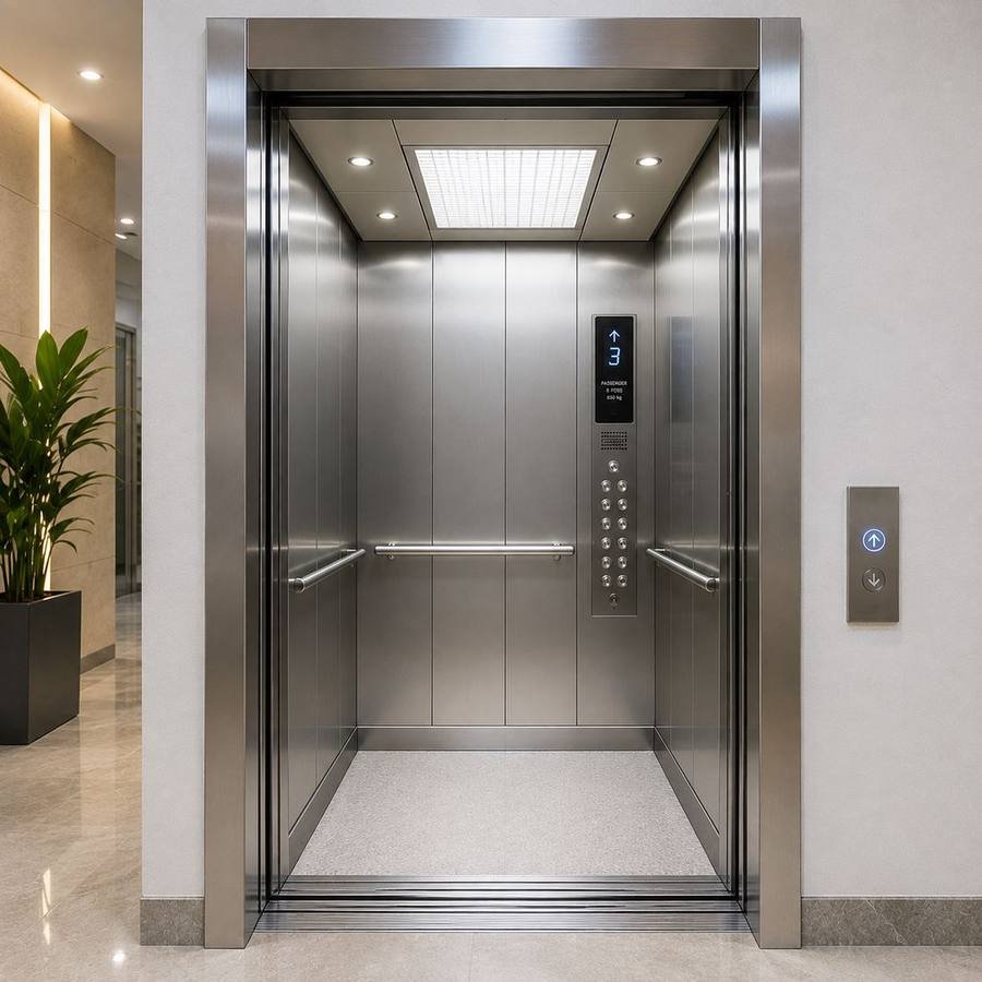 Elevator floor indicator and control buttons